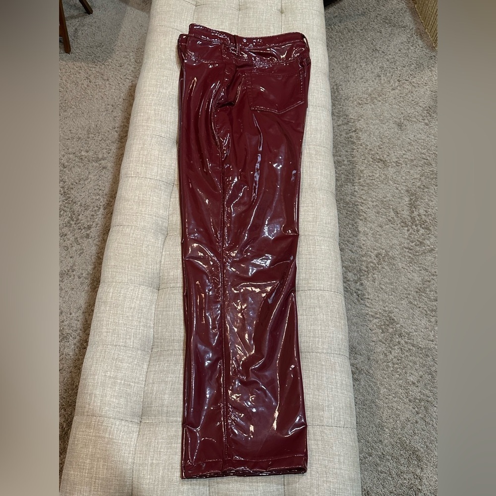 Social Tourist Faux Leather Deep Red Pants - WOMEN’S SIZE 16R (33W) - NWOT - Picture 2 of 13